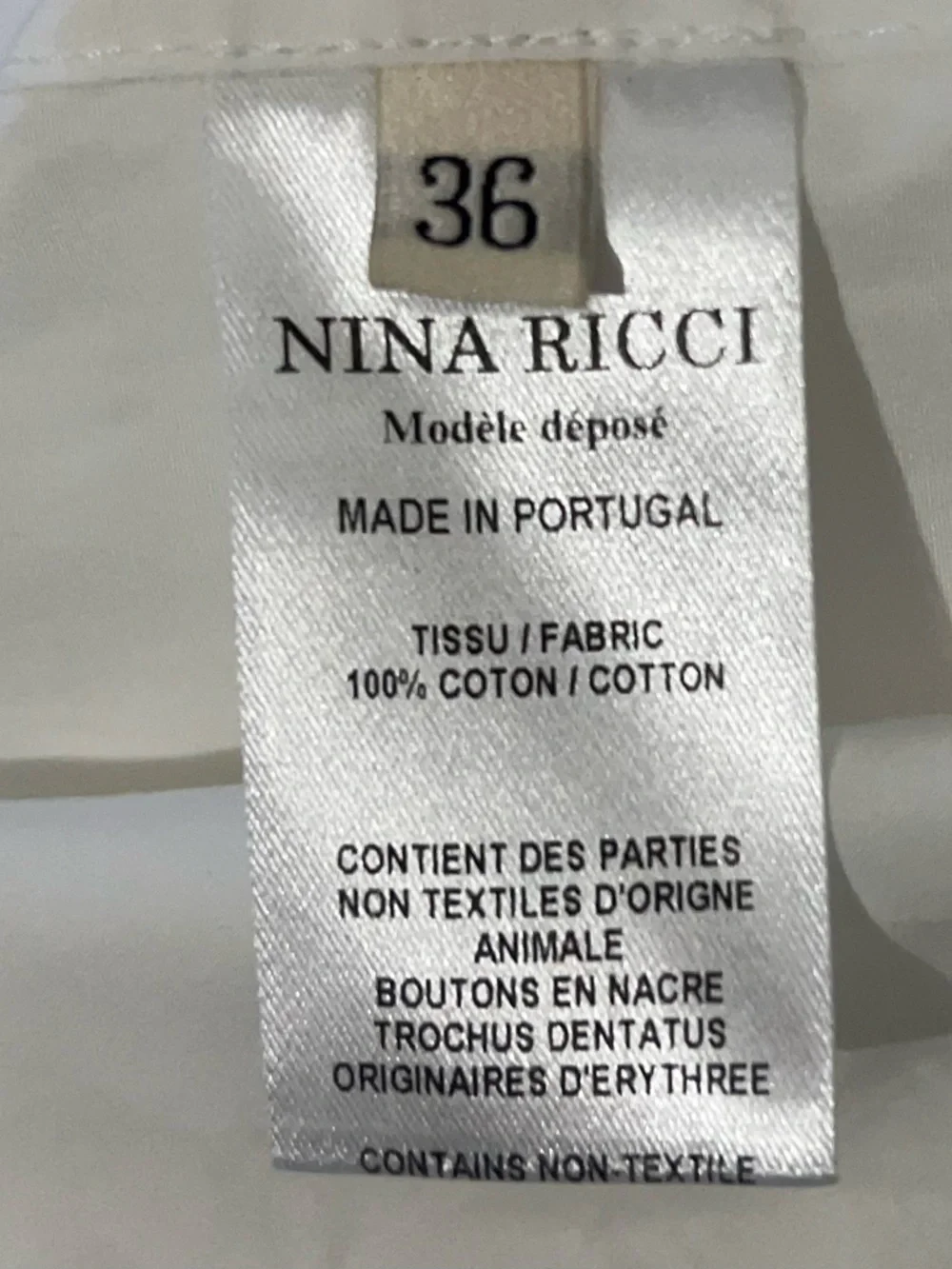Nina Ricci NWOT Blouse Top  Ruffle Belted Unique Short Sleeves Size XL White - Picture 14 of 15